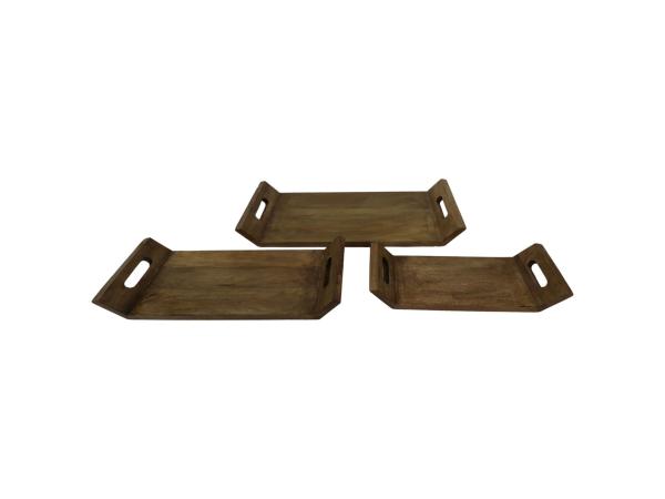 3er Set Serviertablett Mango 4 58x25, 49x20 und 39x15 cm Höhe 6 cm